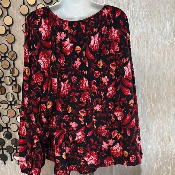 Terra & Sky Black and Red Floral Blouse - Picture 3 of 7